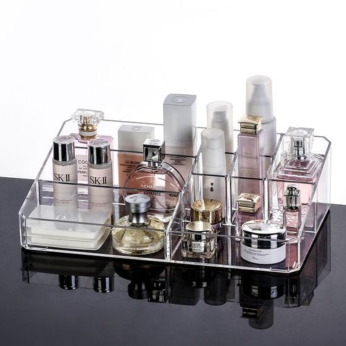 化妆品收纳盒桌面 亚克力透明 护肤品整理盒 卫生间储物_家居用品